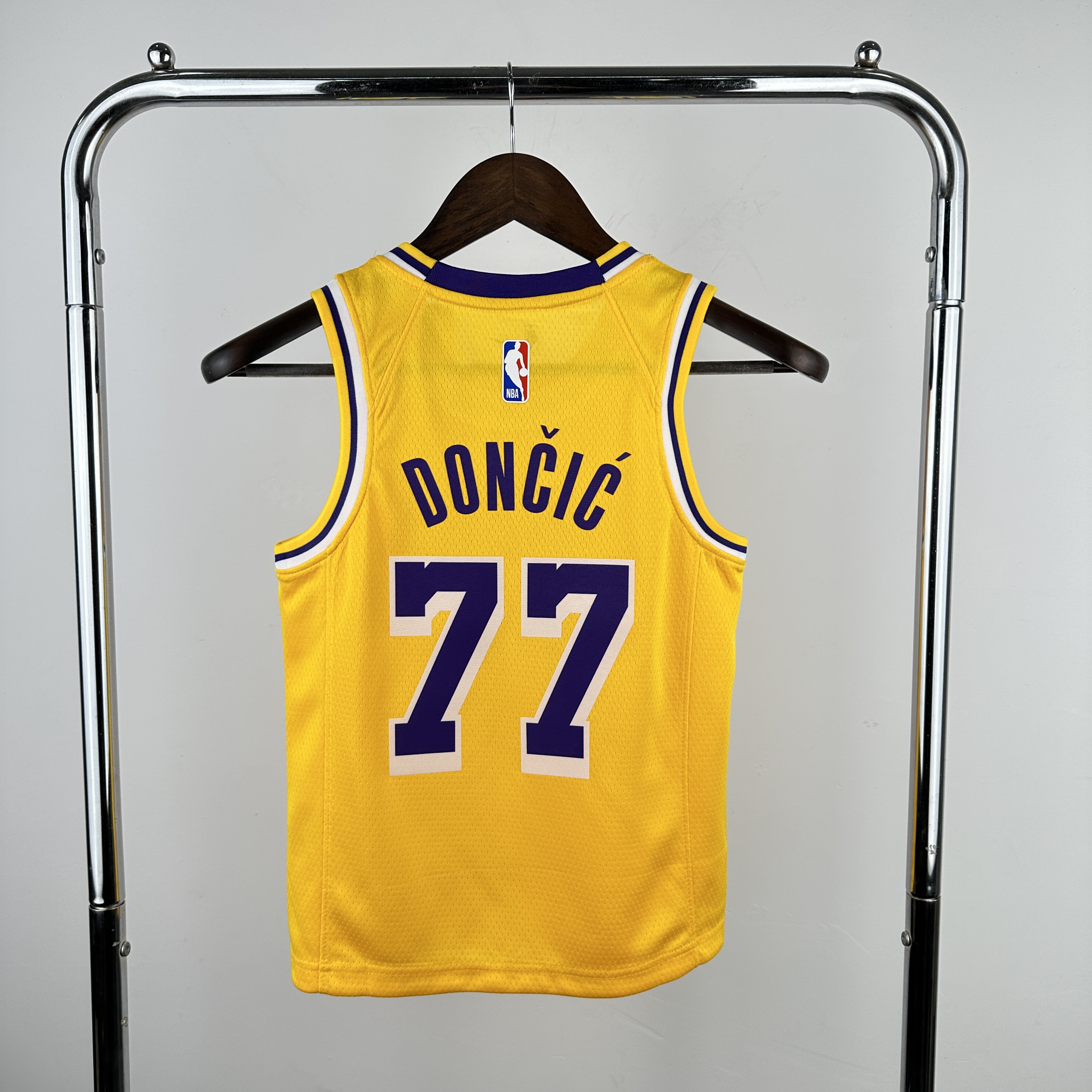Youth Los Angeles Lakers #77 Doncic Yellow Nike 2025 NBA Jersey